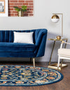 Adriana Terrace Collection Area Rug -  Positano (Navy Blue) Oval Navy Blue  lifestyle 7