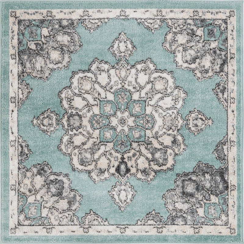 Beverly Grove Collection Area Rug - Melrose (Aqua) Square Aqua  lifestyle 10