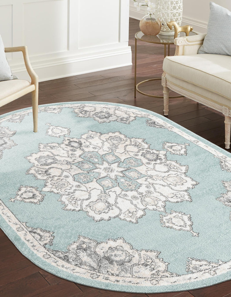 Beverly Grove Collection Area Rug - Melrose (Aqua) Oval Aqua  lifestyle 16