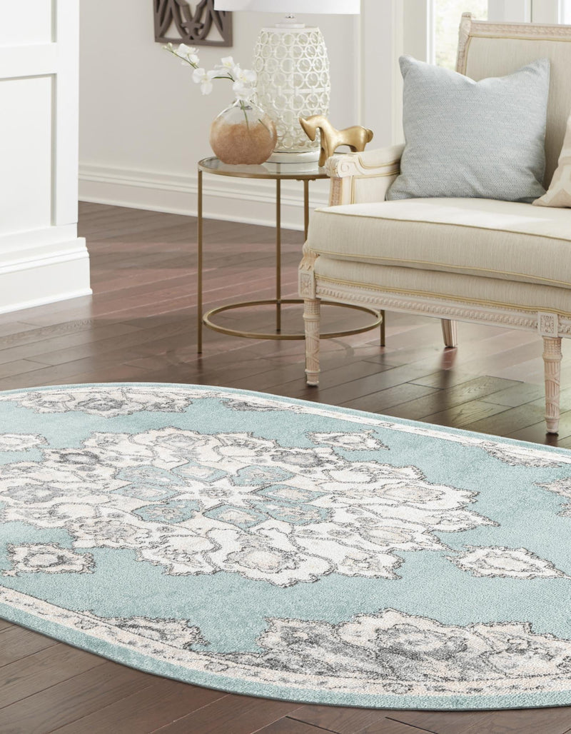 Beverly Grove Collection Area Rug - Melrose (Aqua) Oval Aqua  lifestyle 21