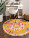 Beverly Grove Collection Area Rug - Melrose (Yellow) Round Yellow  lifestyle 14