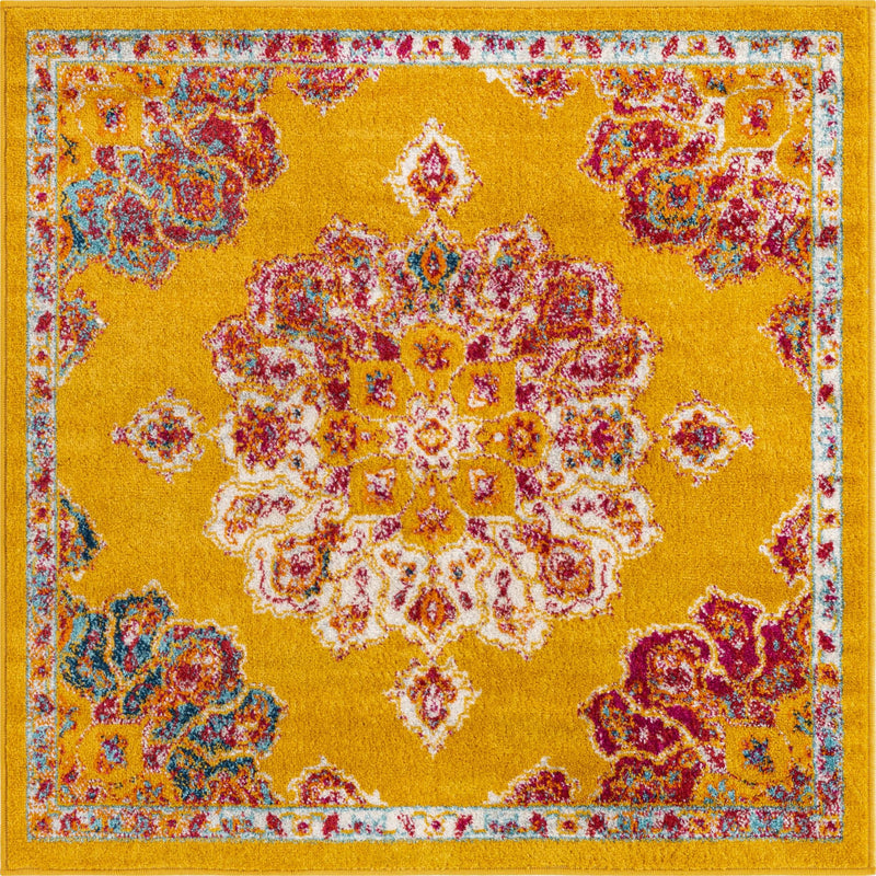 Beverly Grove Collection Area Rug - Melrose (Yellow) Square Yellow  lifestyle 10