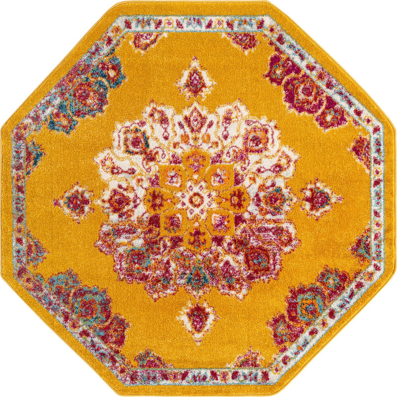 Beverly Grove Collection Area Rug - Melrose (Yellow) Octagon Yellow  lifestyle 12