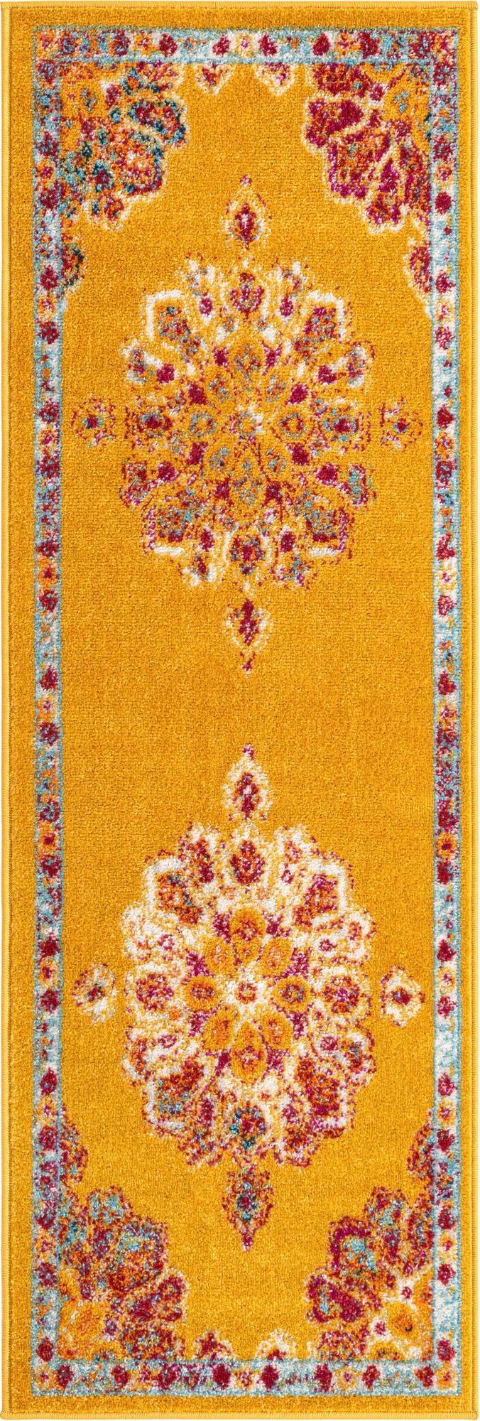 Beverly Grove Collection Area Rug - Melrose (Yellow) Runner Yellow  lifestyle 13