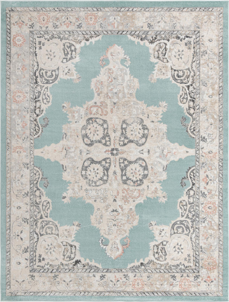 Beverly Grove Collection Area Rug -  Fairfax (Aqua) Rectangle Aqua Main