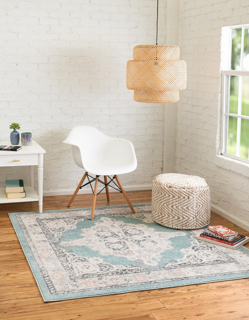 Beverly Grove Collection Area Rug -  Fairfax (Aqua) Square Aqua  lifestyle 15