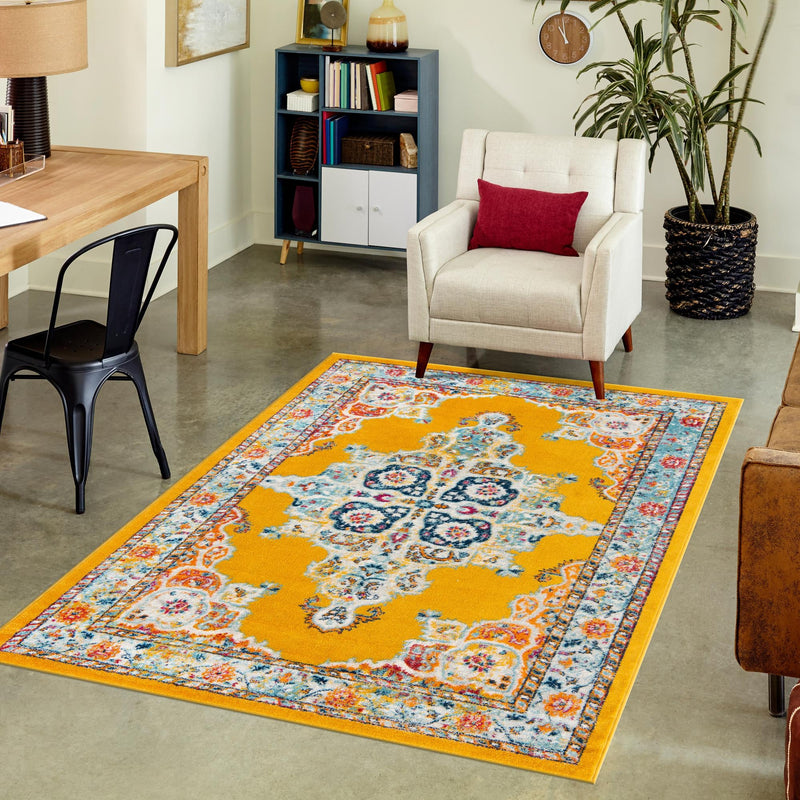 Beverly Grove Collection Area Rug -  Fairfax (Yellow) Rectangle Yellow  lifestyle 14