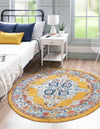 Beverly Grove Collection Area Rug -  Fairfax (Yellow) Round Yellow  lifestyle 21