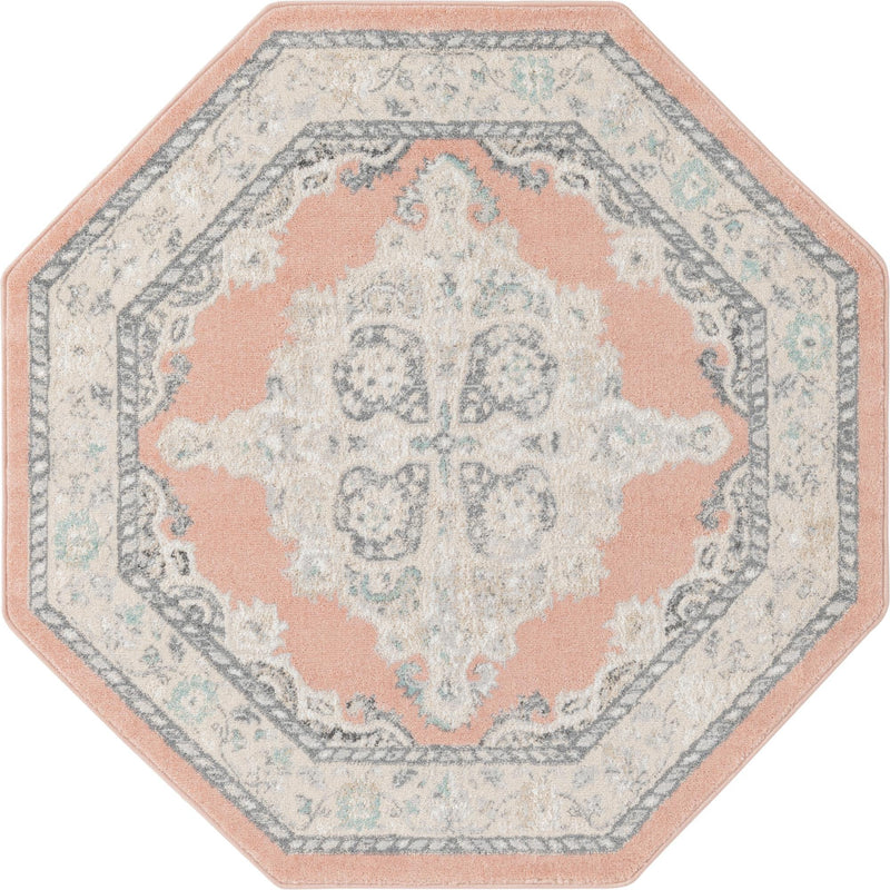 Beverly Grove Collection Area Rug -  Fairfax (Rose) Octagon Rose  lifestyle 12