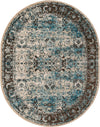 Ankara Elegance Collection Area Rug -  Ephesus (Ivory and Blue) Oval Ivory and Blue  lifestyle 4