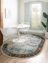 Ankara Elegance Collection Area Rug -  Ephesus (Ivory and Blue) Oval Ivory and Blue  lifestyle 7