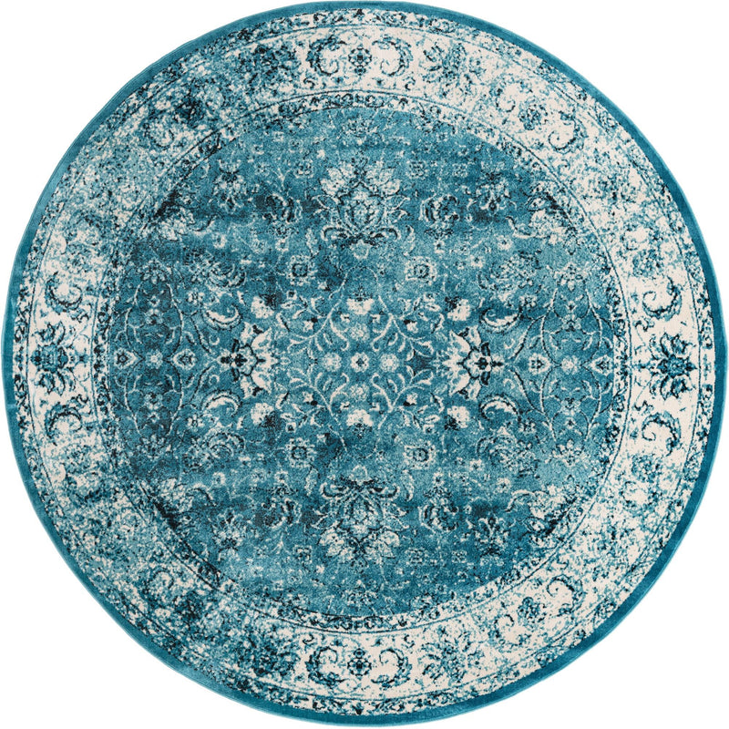 Ankara Elegance Collection Area Rug -  Ephesus (Blue) Round Blue  lifestyle 12