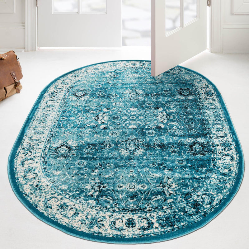 Ankara Elegance Collection Area Rug -  Ephesus (Blue) Oval Blue  lifestyle 19