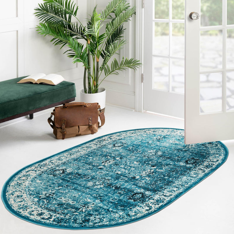 Ankara Elegance Collection Area Rug -  Ephesus (Blue) Oval Blue  lifestyle 20