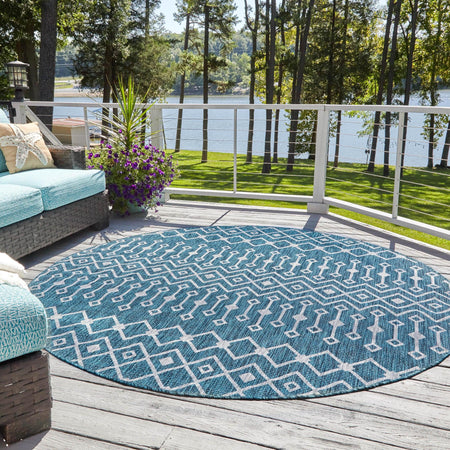 Seaside Lattice Collection Area Rug -  Pergola (Teal)