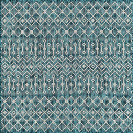 Seaside Lattice Collection Area Rug -  Pergola (Teal)