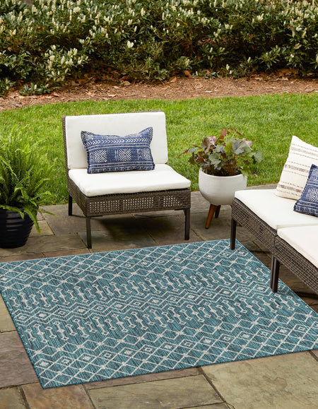 Seaside Lattice Collection Area Rug -  Pergola (Teal)