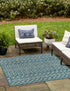 Seaside Lattice Collection Area Rug -  Pergola (Teal)