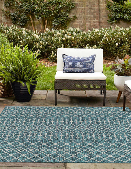 Seaside Lattice Collection Area Rug -  Pergola (Teal)