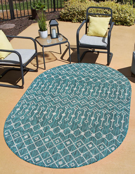 Seaside Lattice Collection Area Rug -  Pergola (Teal)