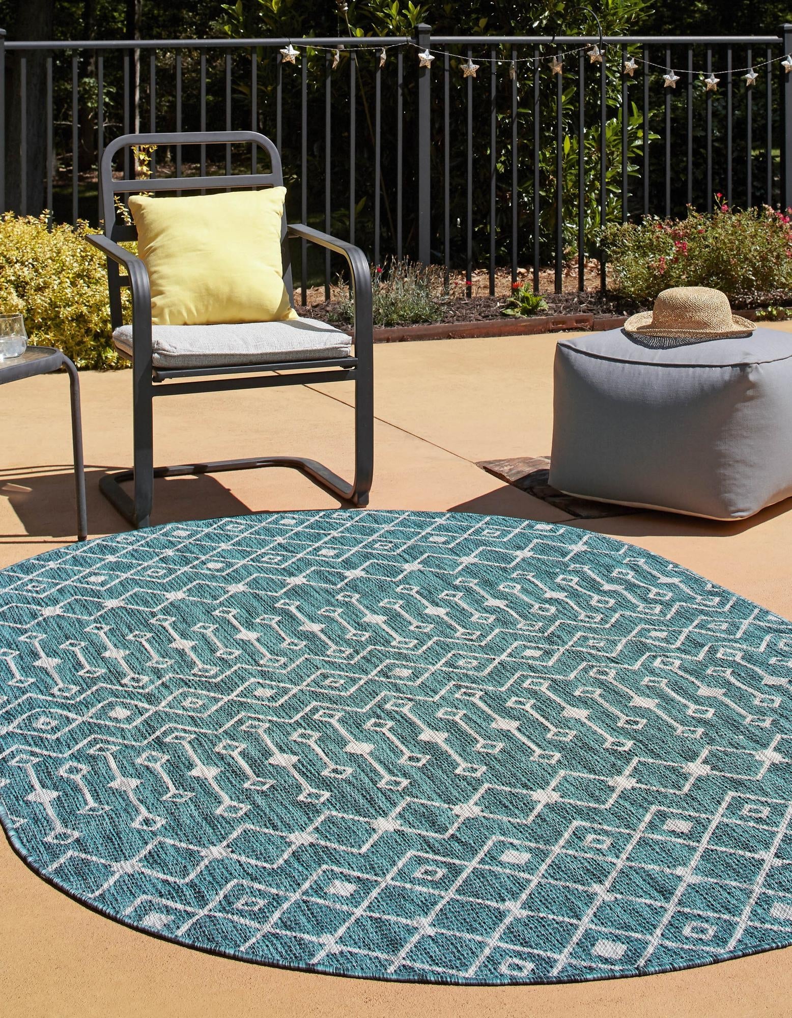 Seaside Lattice Collection Area Rug -  Pergola (Teal)