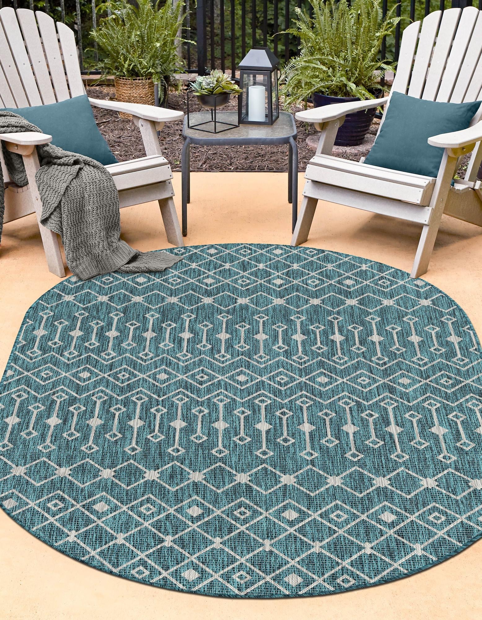 Seaside Lattice Collection Area Rug -  Pergola (Teal)