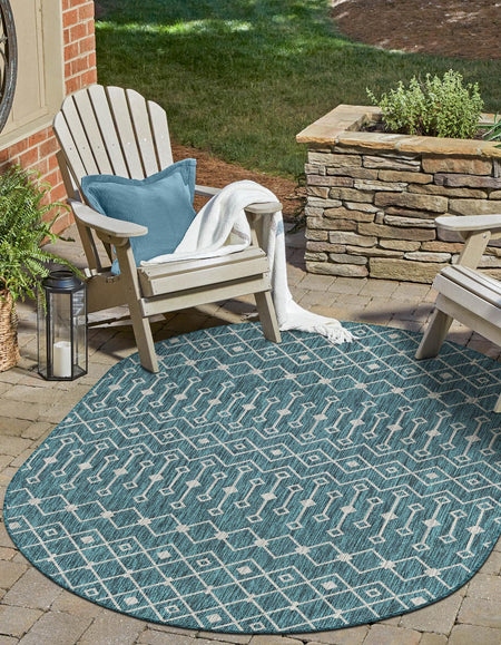 Seaside Lattice Collection Area Rug -  Pergola (Teal)