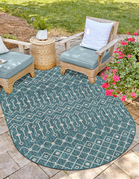 Seaside Lattice Collection Area Rug -  Pergola (Teal)