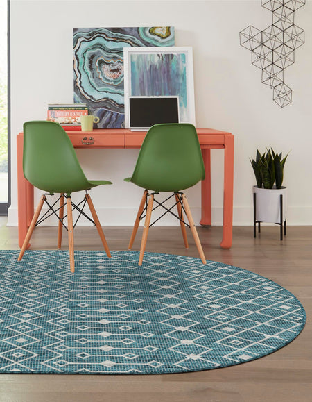 Seaside Lattice Collection Area Rug -  Pergola (Teal)