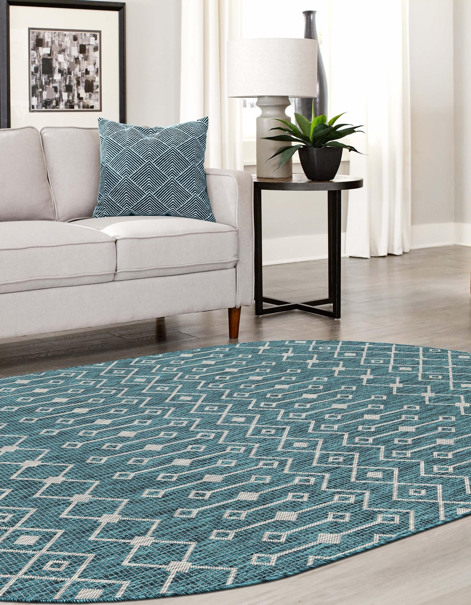 Seaside Lattice Collection Area Rug -  Pergola (Teal)