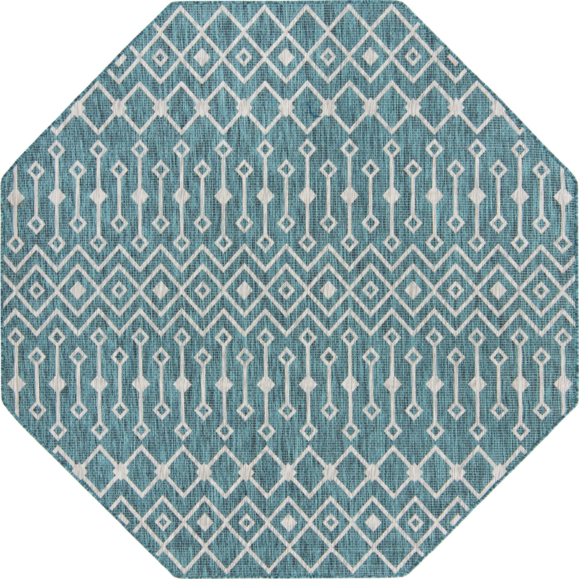 Seaside Lattice Collection Area Rug -  Pergola (Teal)