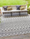 Garden Lattice Oasis Collection Area Rug -  Pergola (Gray) Square Gray  lifestyle 0