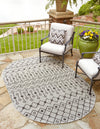 Garden Lattice Oasis Collection Area Rug -  Pergola (Gray) Oval Gray  lifestyle 0