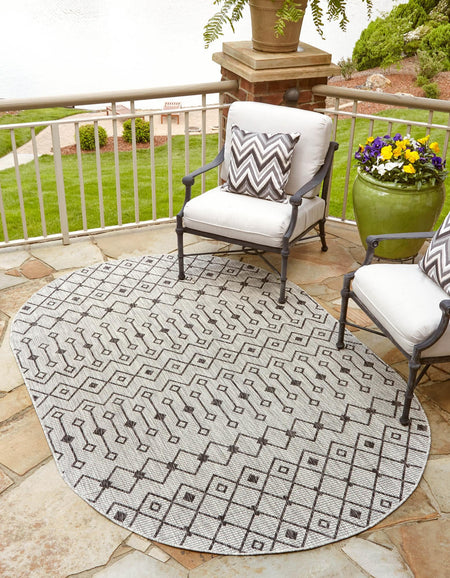 Seaside Lattice Collection Area Rug -  Pergola (Gray)