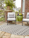 Garden Lattice Oasis Collection Area Rug -  Pergola (Gray) Oval Gray  lifestyle 2