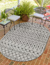 Garden Lattice Oasis Collection Area Rug -  Pergola (Gray) Oval Gray  lifestyle 34