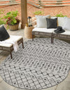 Garden Lattice Oasis Collection Area Rug -  Pergola (Gray) Oval Gray  lifestyle 40