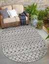 Garden Lattice Oasis Collection Area Rug -  Pergola (Gray) Oval Gray  lifestyle 52