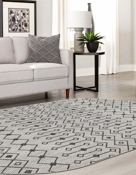 Seaside Lattice Collection Area Rug -  Pergola (Gray)