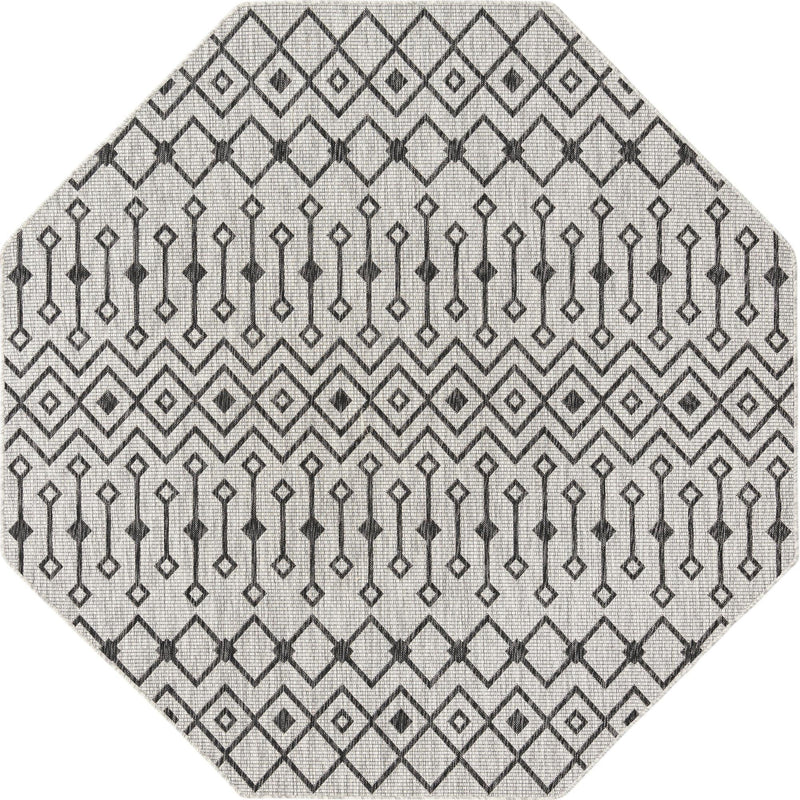 Garden Lattice Oasis Collection Area Rug -  Pergola (Gray) Octagon Gray Main