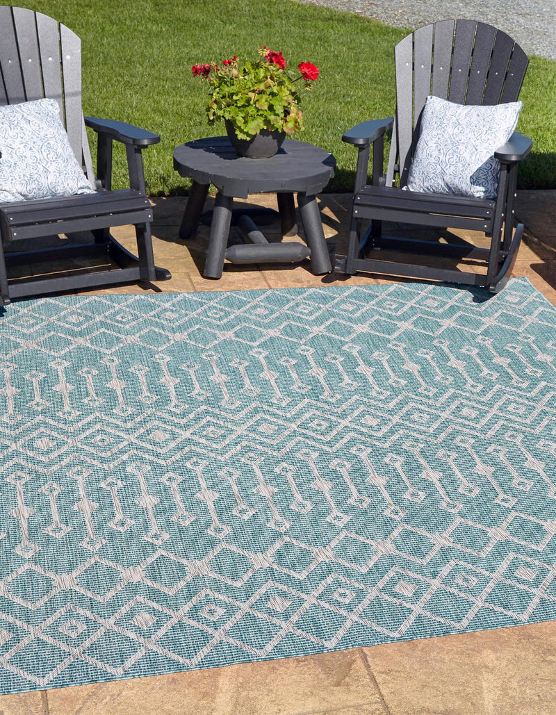 Garden Lattice Oasis Collection Area Rug -  Pergola (Aqua) Square Aqua  lifestyle 0