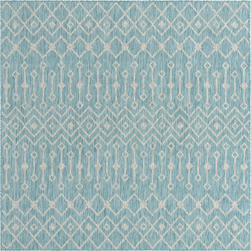 Garden Lattice Oasis Collection Area Rug -  Pergola (Aqua) Square Aqua Main