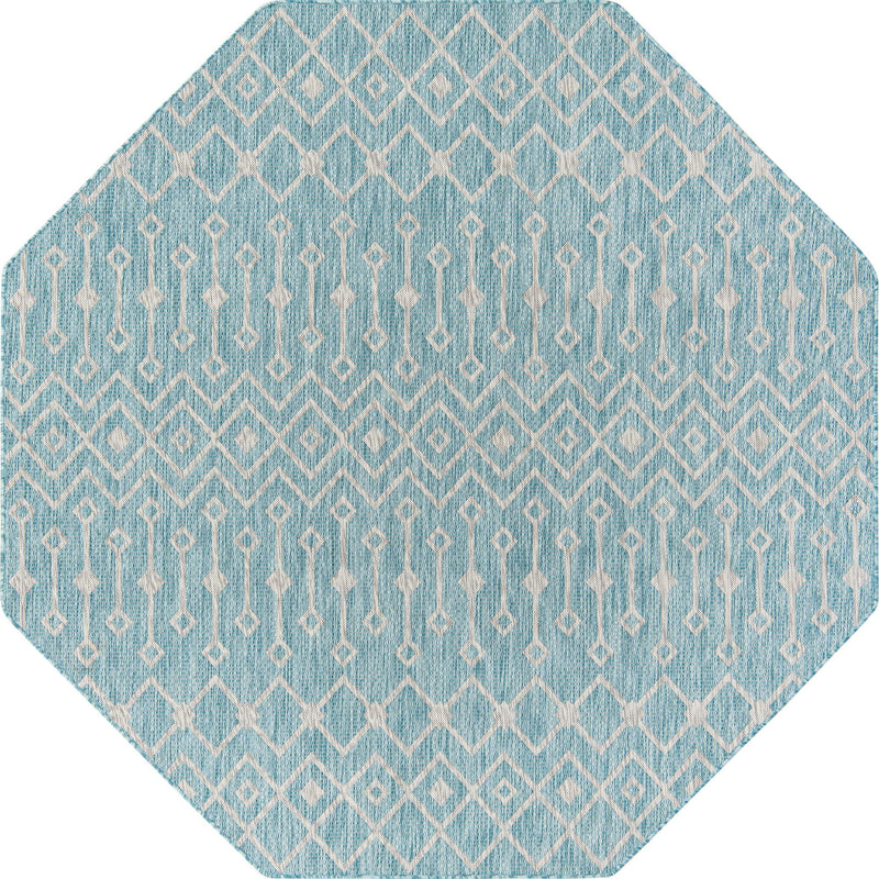 Garden Lattice Oasis Collection Area Rug -  Pergola (Aqua) Octagon Aqua Main