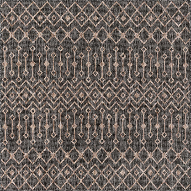 Garden Lattice Oasis Collection Area Rug -  Pergola (Charcoal Gray) Square Charcoal Gray Main