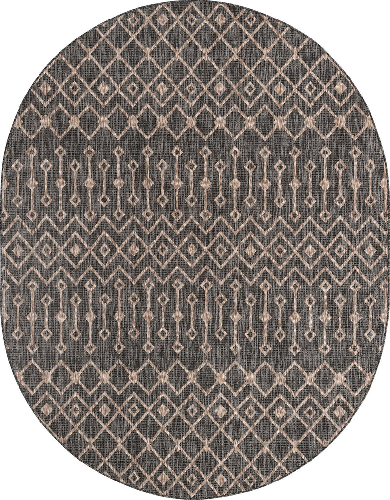 Garden Lattice Oasis Collection Area Rug -  Pergola (Charcoal Gray) Oval Charcoal Gray Main