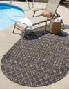 Garden Lattice Oasis Collection Area Rug -  Pergola (Charcoal Gray) Oval Charcoal Gray  lifestyle 0