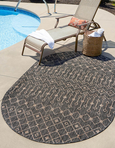 Seaside Lattice Collection Area Rug -  Pergola (Charcoal Gray)