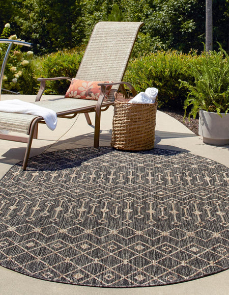 Seaside Lattice Collection Area Rug -  Pergola (Charcoal Gray)