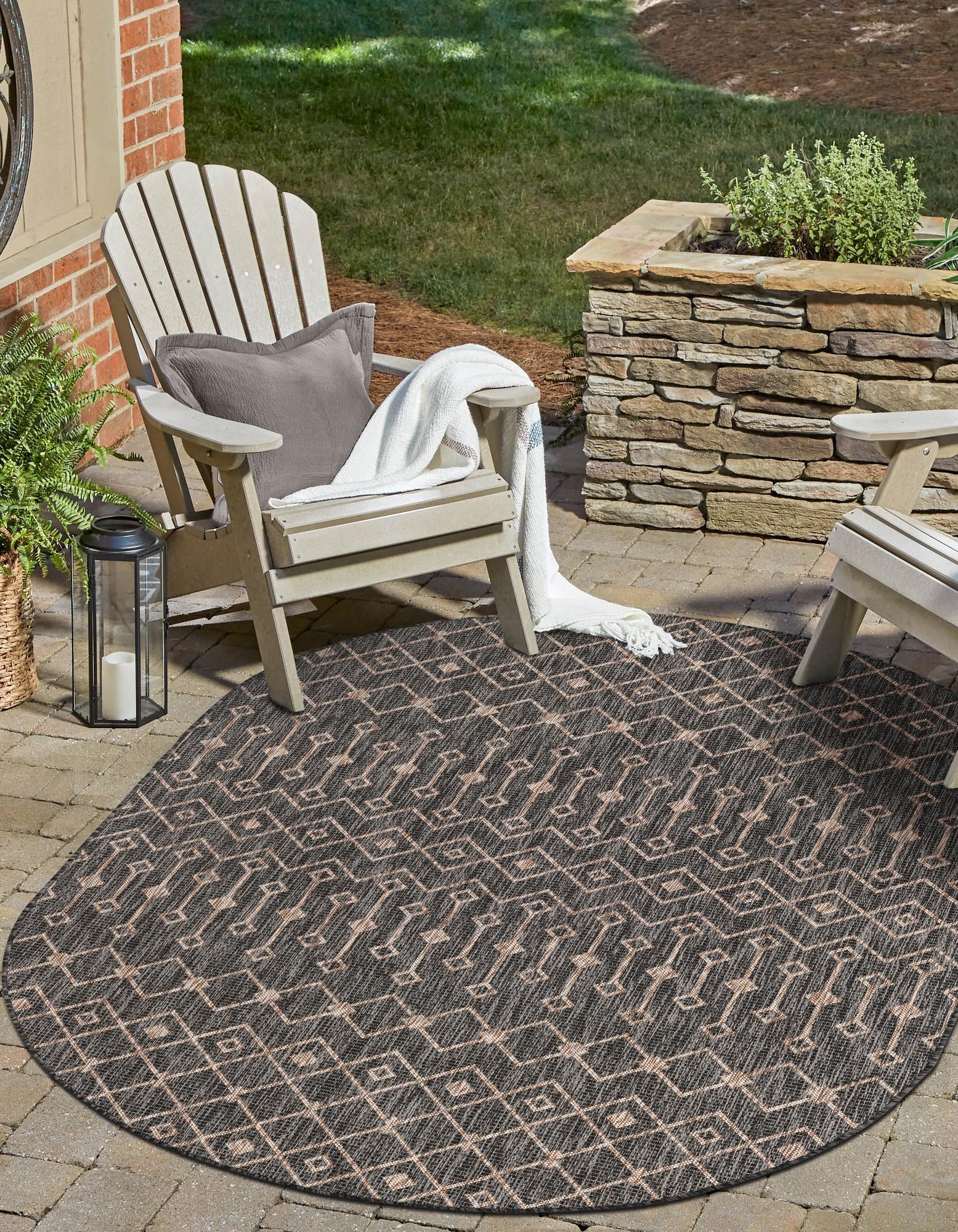 Seaside Lattice Collection Area Rug -  Pergola (Charcoal Gray)