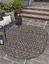 Garden Lattice Oasis Collection Area Rug -  Pergola (Charcoal Gray) Oval Charcoal Gray  lifestyle 52